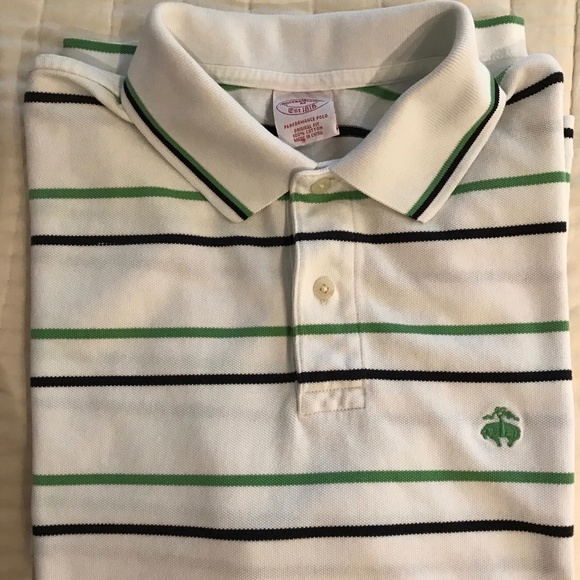 Mens Striped White Brooks Brothers Classic Polo - Picture 1 of 4